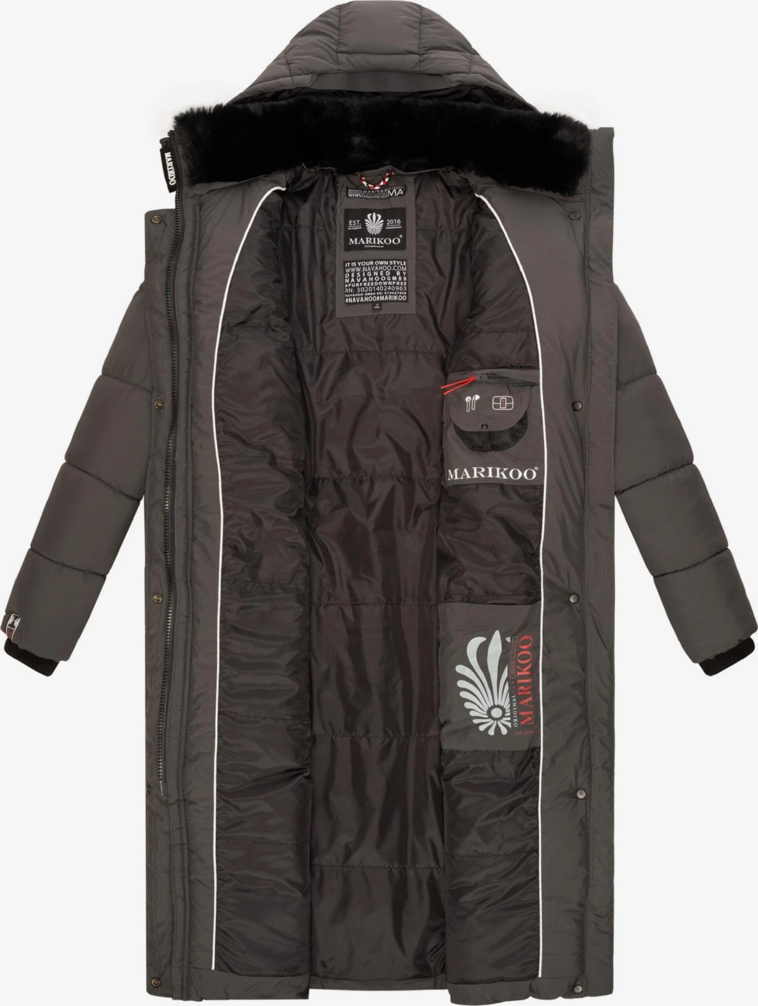 Marikoo Wintermantels Wintermantel Dames Antraciet 8 Marikoo Wintermantels Wintermantel Dames Antraciet - Image 6