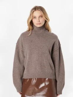 WEEKDAY Fijngebreide Truien Trui Norah Dames Bruin -Kleding Verkoop b4273b8f61fb4ad2788c986c1dd37ca0