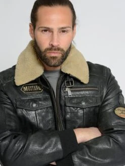 Mustang Leren Jassen Tussenjas Karlstad Heren Zwart -Kleding Verkoop d8b81a302b5532ea79a3ae3d125eea05